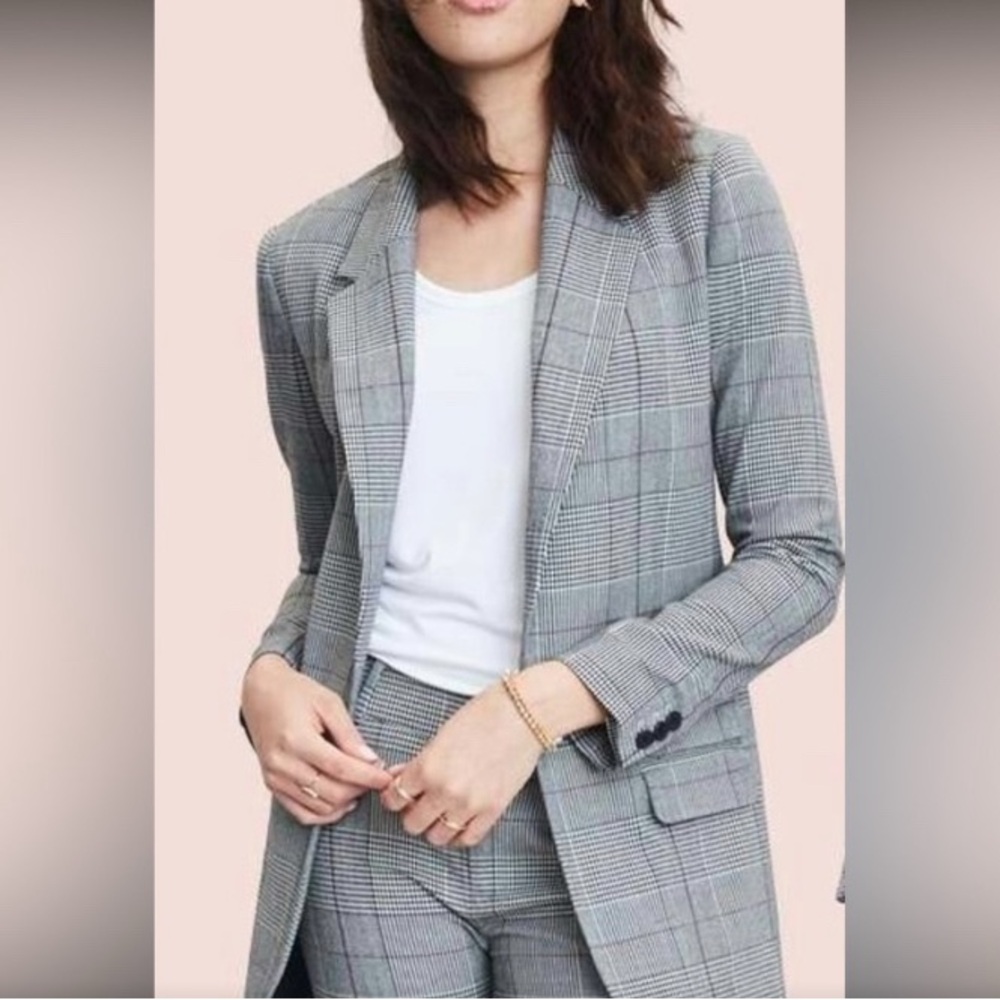 A New Day Pink Plaid Tuxedo Blazer